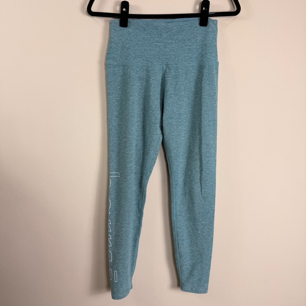 Beyond Yoga x Barre3 Heathered Teal High Waisted Leggings Womens Large USA Made
